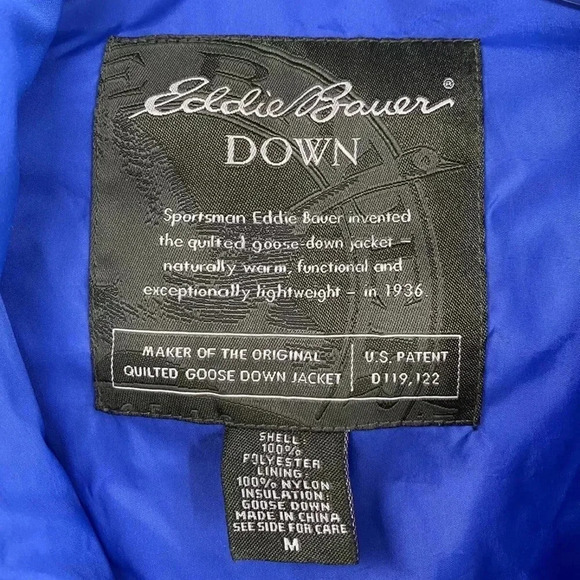 Eddie Bauer Mens Black Quality Goose Down Puffer Jacket Medium Outdoors - Picture 3 of 8